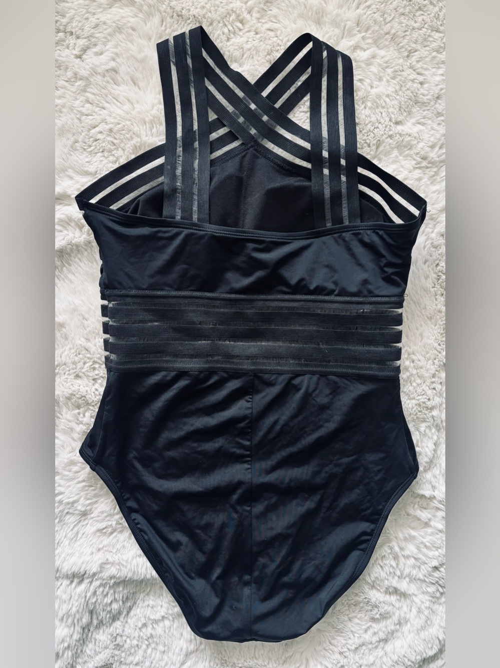 Hilor One Piece Black Crossover Swimsuit Hollow Bathing Suit Size: Medium - Picture 4 of 5